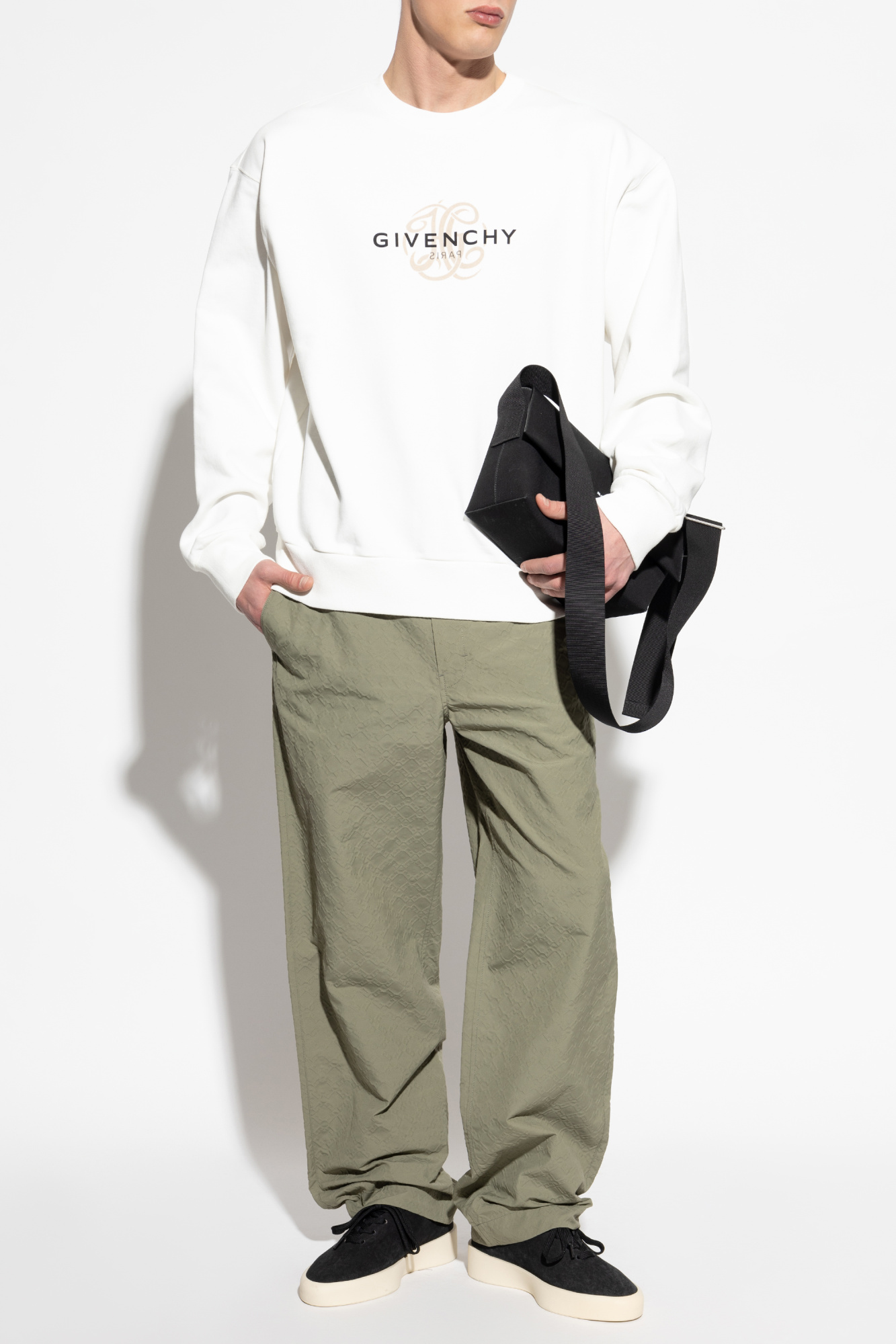 パーカー・フーディ GIVENCHY SS25 'Oggetti di Hubert' hoodie (BMJ0LA3YPL 100) GIVENCHY Logo-Embroidered Cotton-Jersey Zip-Up Hoodie for